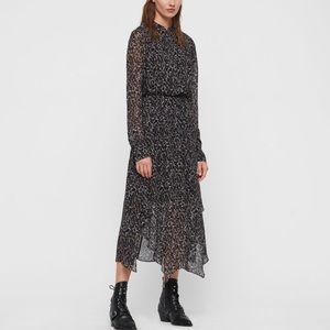 Allsaints Valeria Waterleo leopard Midi dress